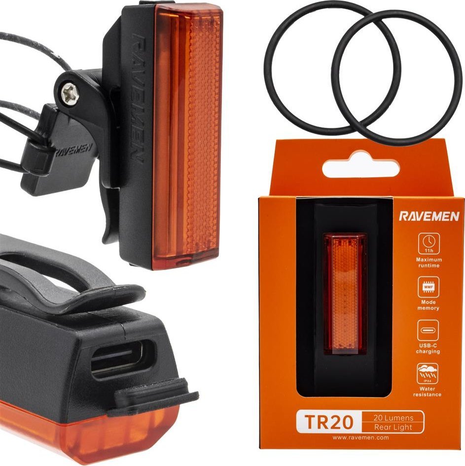 Ravemen Lampka tylna Ravemen TR20 Black, 20 lumenów, USB-C