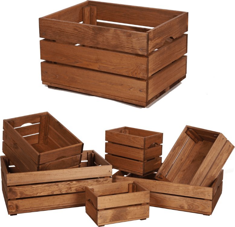 Wamar-Sosenka Drewniana Skrzynka 22x40x30 cm Brązowa Olejowana Szlifowana Drewno sosnowe 25 litrów / Wamar-Sosenka