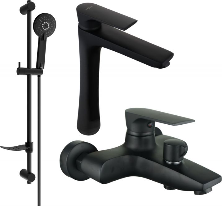 Mexen Mexen Axel DF40 zestaw wannowy, czarny - 73813DF40-70