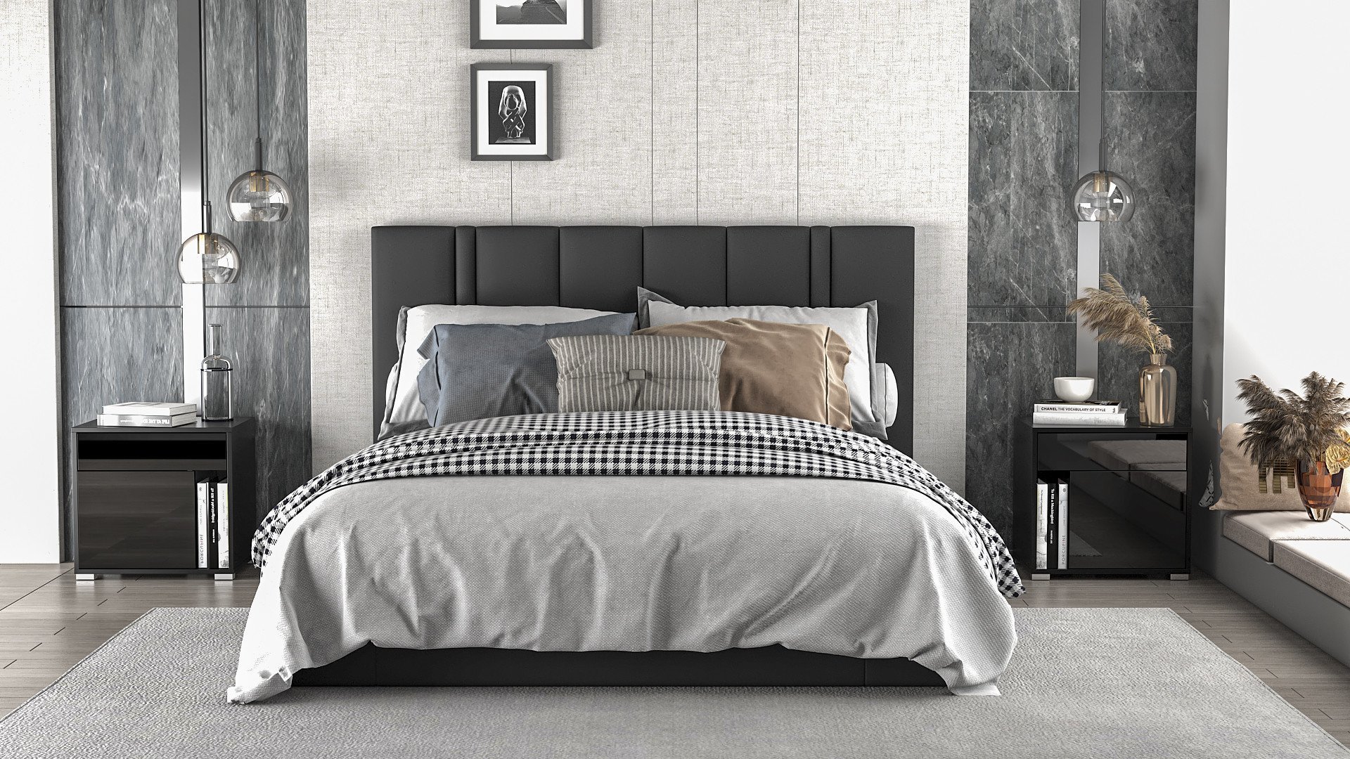 MEGSTYL SZAFKA NOCNA LYON 53cm Czarna