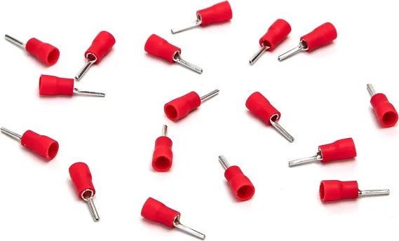 Aigostar Preizolowane zaciski tłoczone na zimno PTV2-10 20 szt., czerwone Preizolowane zaciski tłoczone na zimno PTV2-10 20 szt., czerwone