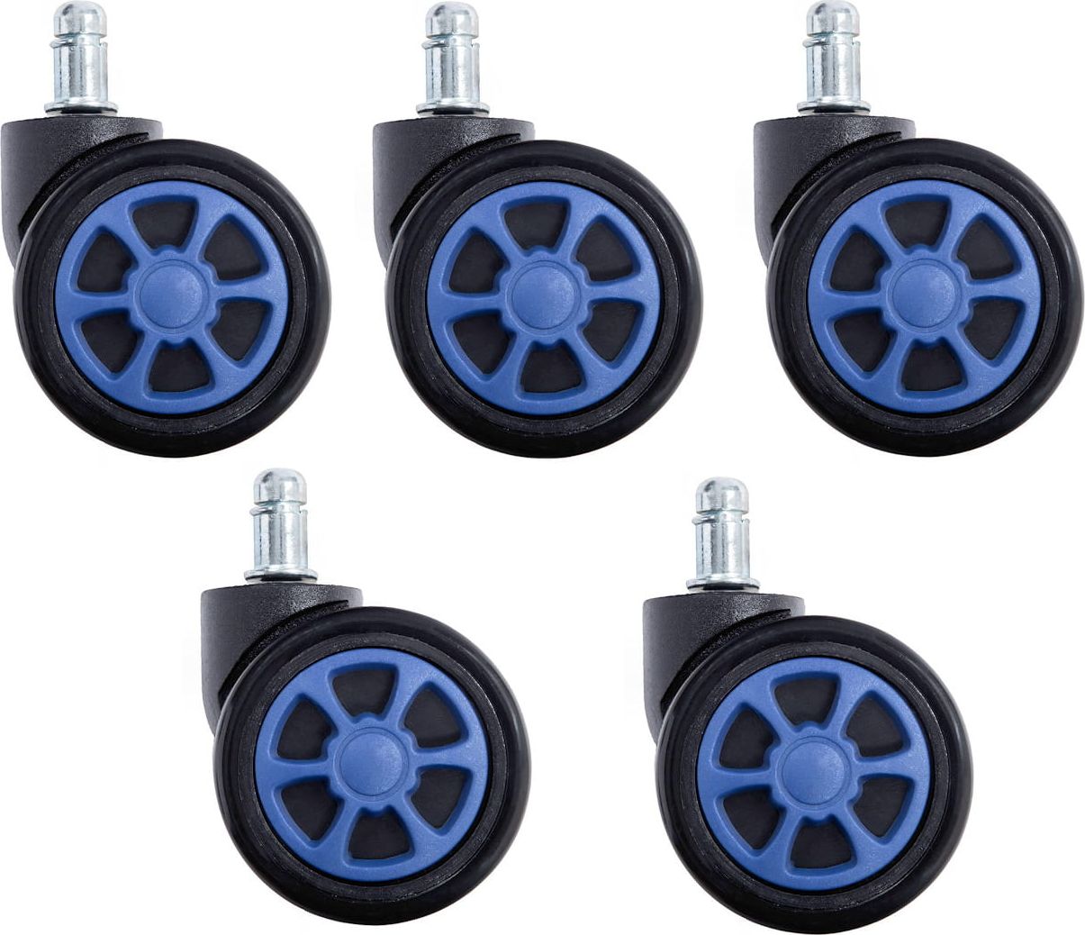 Zenga kółka do fotela kauczukowe miękkie 5szt. niebieskie