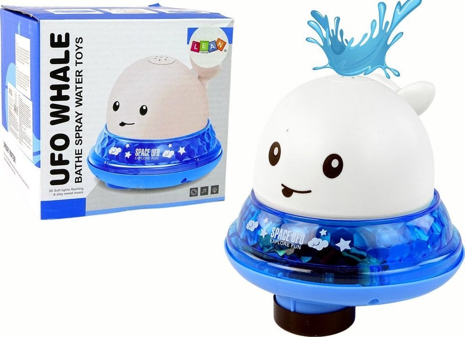 LeanToys Wieloryb Tryskający Wodą z Podstawką Zabawka do Kąpieli Biała