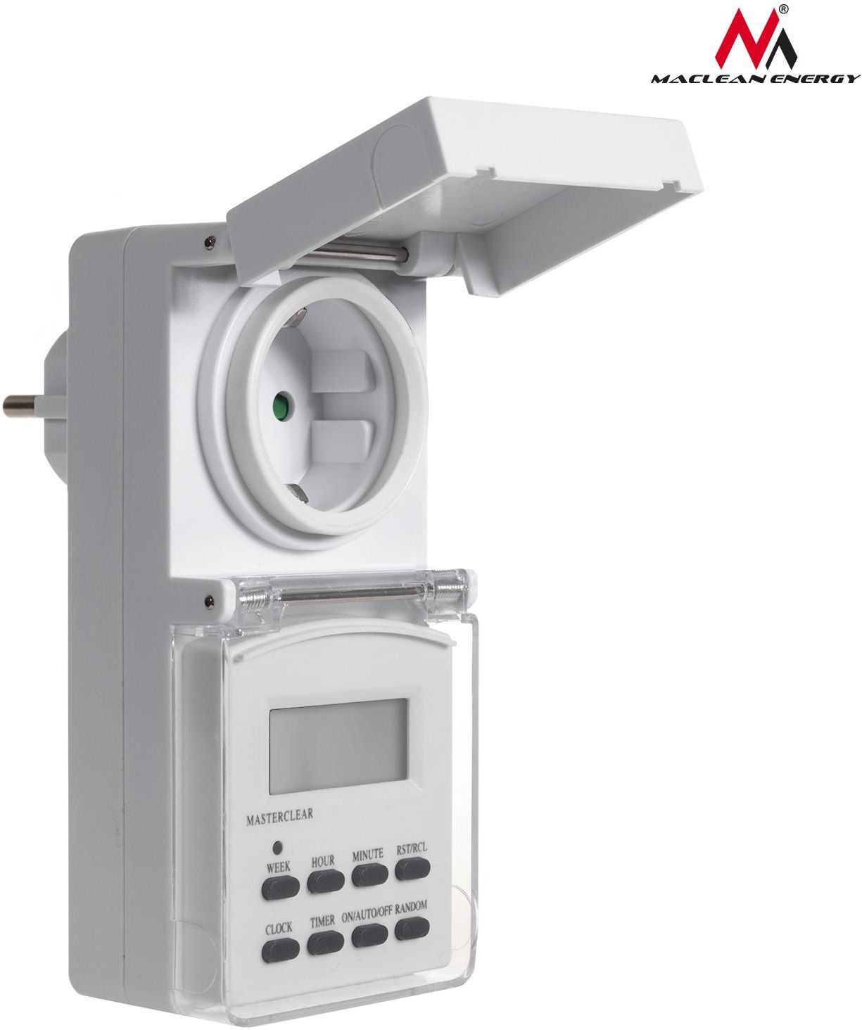 Maclean Timer cyfrowy zewnętrzny Maclean Energy MCE08G 10 programów funkcja losowa 3600 W max 156