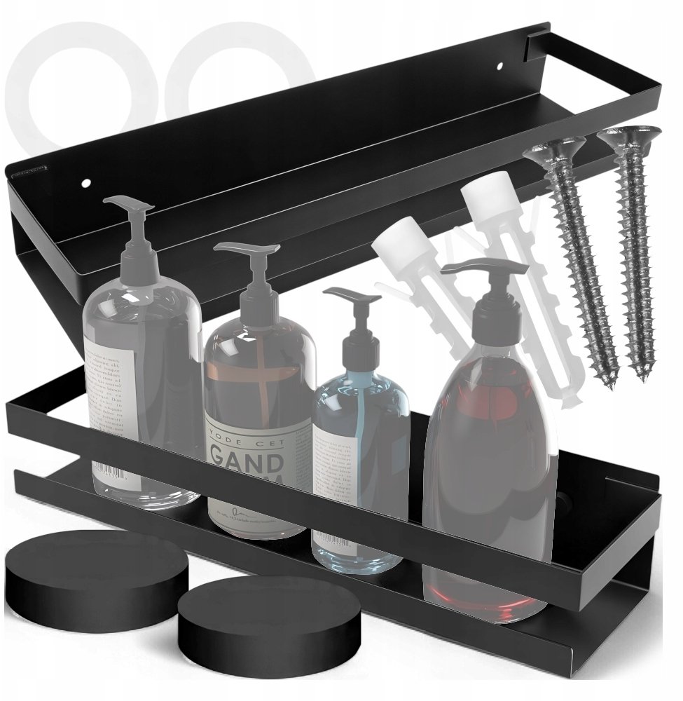 PÓŁKA ŁAZIENKOWA CZARNA 50x6.5x10CM KANZA