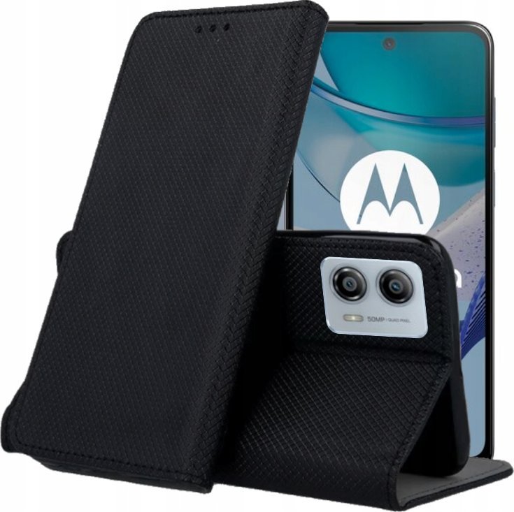 Hello Case ETUI Z KLAPKĄ DO MOTOROLA MOTO G53 CZARNE ZAMYKANE MAGNETYCZNE KABURA FLIP