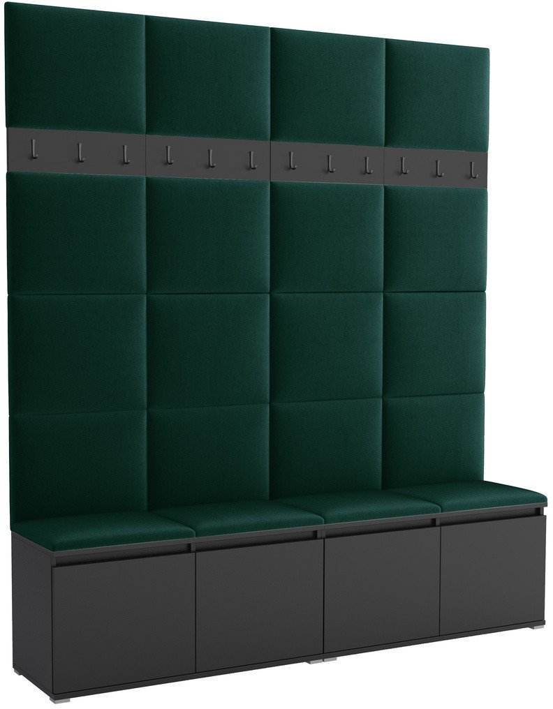 Tapicerowana garderoba Noris II - kolor czarny + tkanina Trinity 28