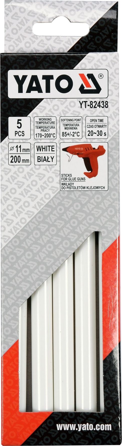 Wkłady klejowe Yato 11 mm x 200 mm białe 5 szt. YT-82438