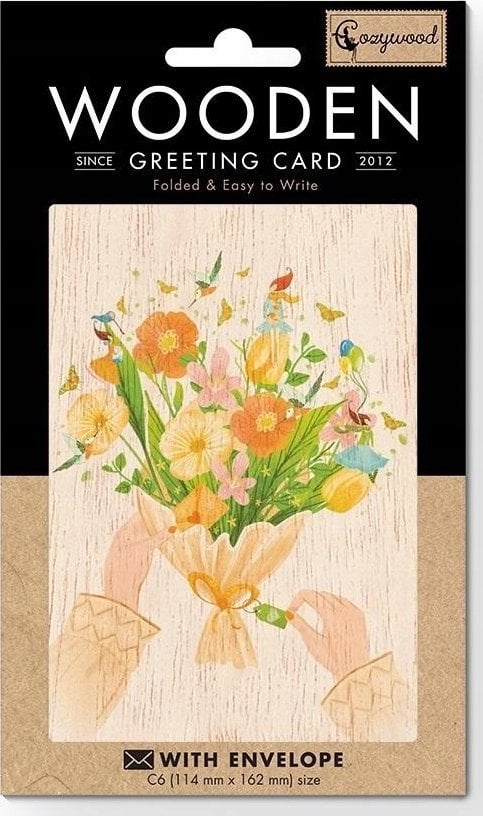 Teka Karnet drewniany C6 + koperta Bukiet kwiatów