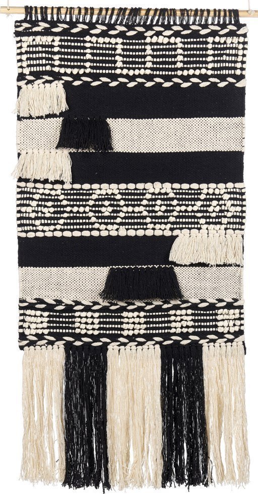 Beliani Dekoracja ścienna z frędzlami bawełniana beżowo-czarna MURIDKE