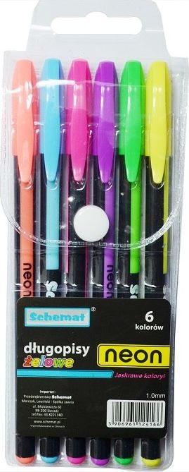 SCHEMAT Długopisy żelowe 4166 neon 6 kol. Schemat TARGI