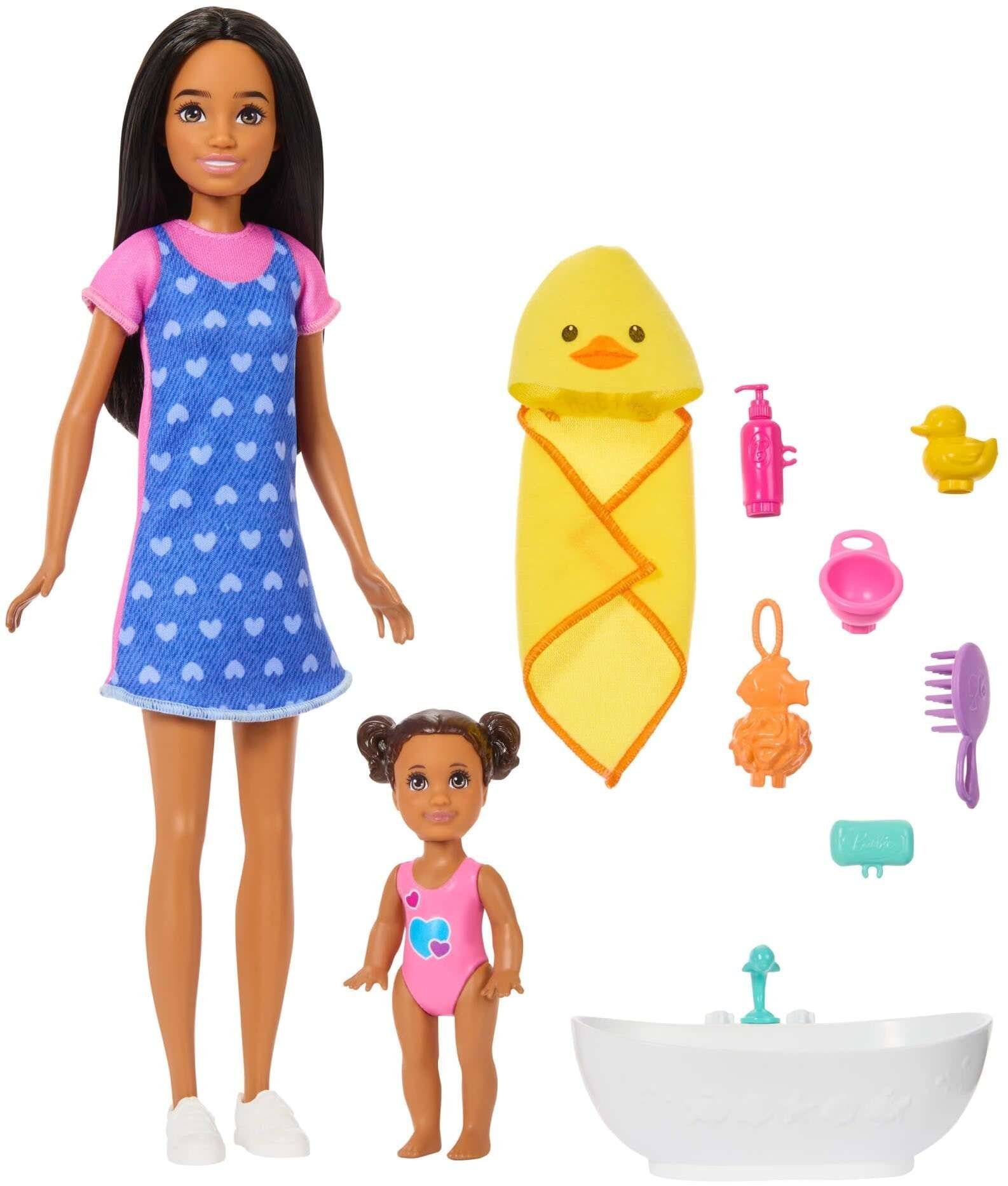 Lalka Barbie Mattel Skipper: Klub opiekunek - zestaw z bobasem i wanną do kąpieli (JJB43)