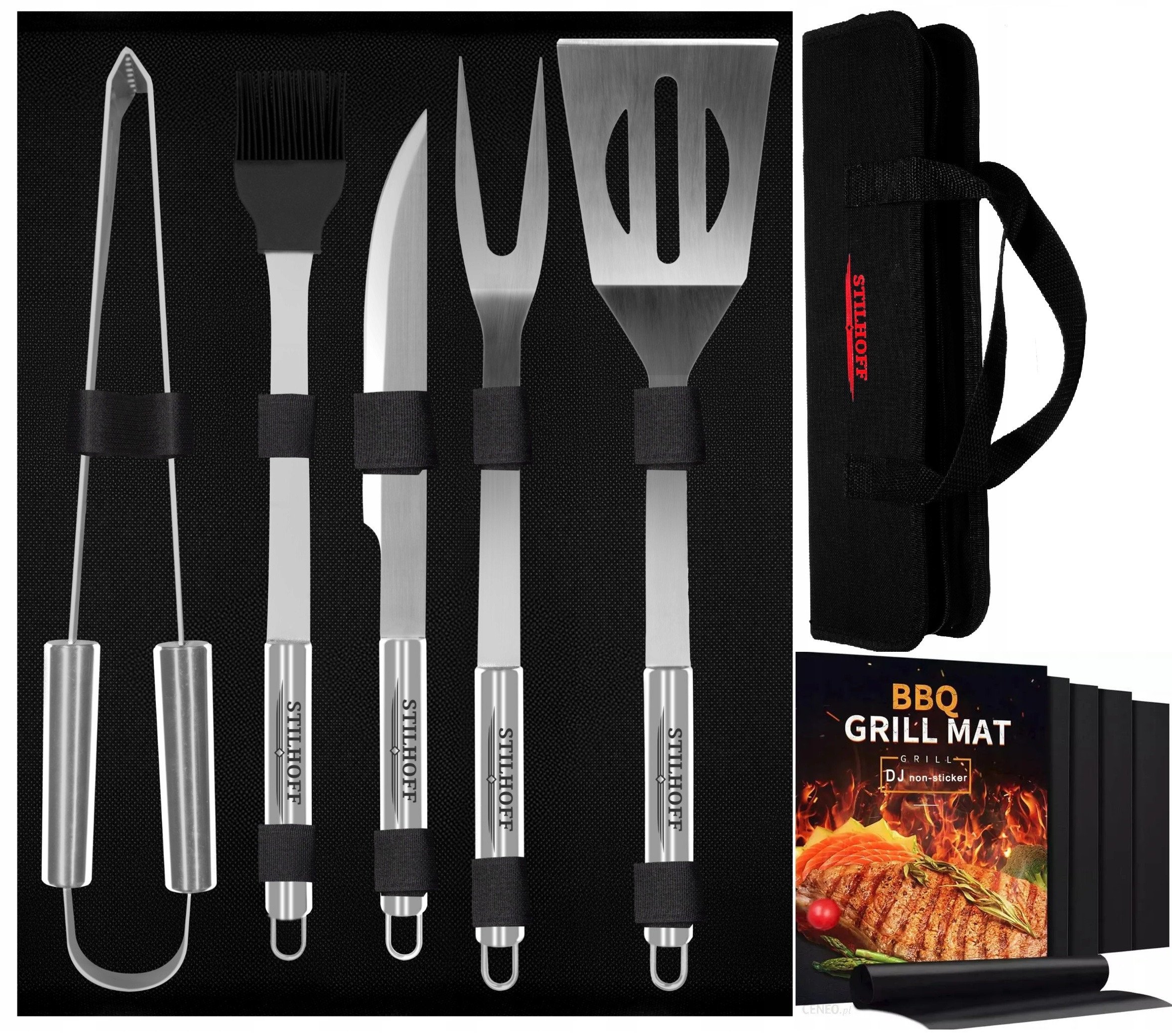 Zestaw akcesoria do GRILLA STILHOFF sztućce przybory 11szt 5+ ETUI+5xMATA