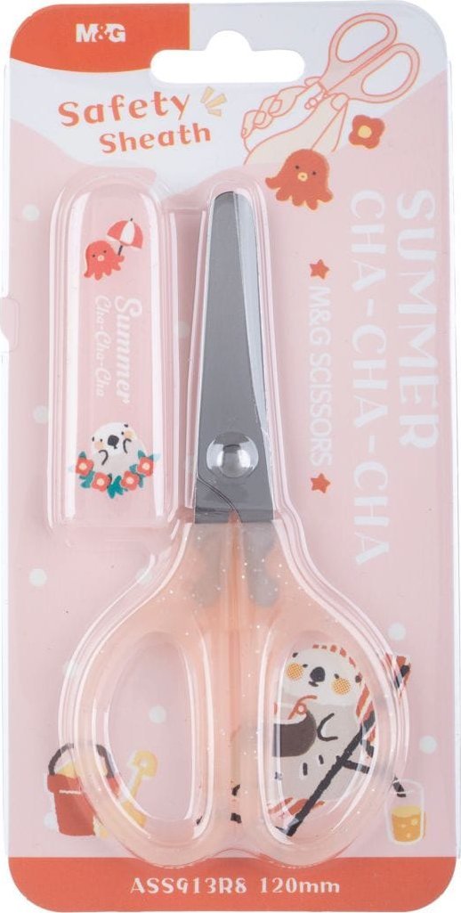 Nożyczki 12cm Cha Cha z osłonką na zaokrąglone ostrze blister MG