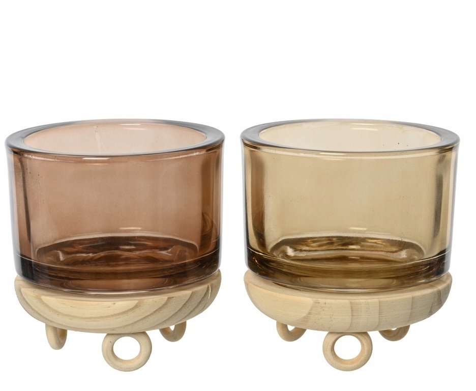 Kaemingk Świecznik ozdobny szklany przezroczysty ryflowany na podstawce 9,5cm 1szt