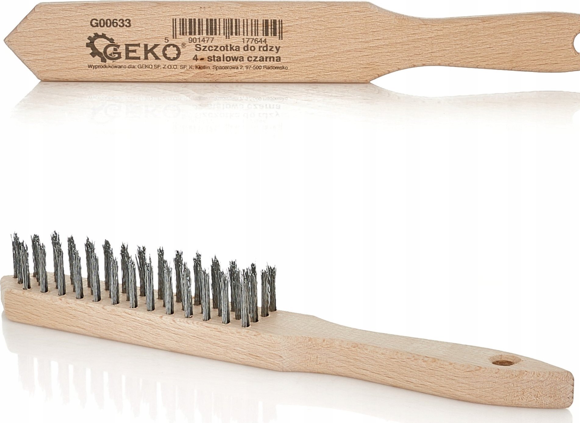 Geko Szczotka do rdzy druciana czarna 4 rzędy drewno (50/120)