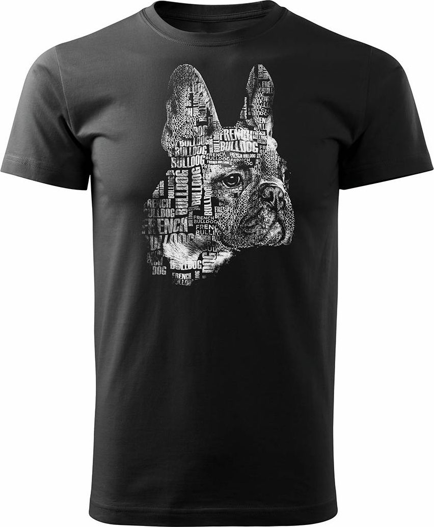 Topslang Koszulka z psem buldogiem francuskim buldog francuski męska czarna REGULAR XL