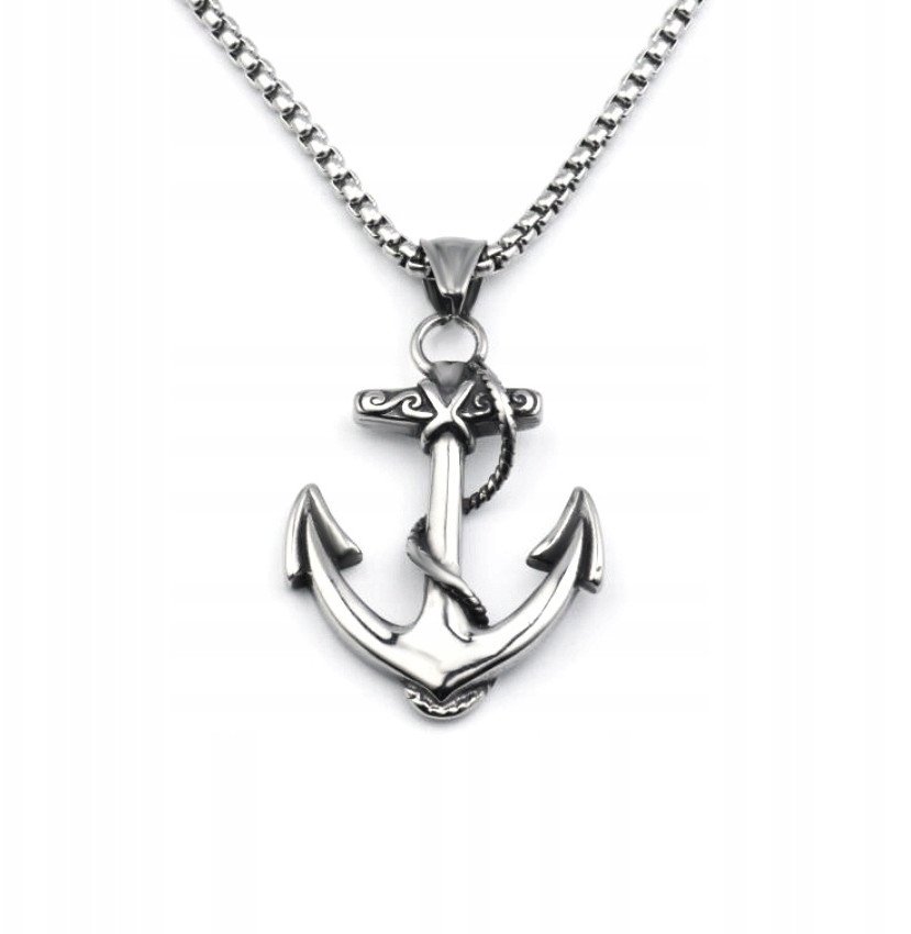 NASZYJNIK Srebrny Stal Łańcuszek KOTWICA 315