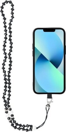 OEM Zawieszka CRYSTAL DIAMOND do telefonu / długość sznura 74cm (37cm w pętli) / na szyję - czarny