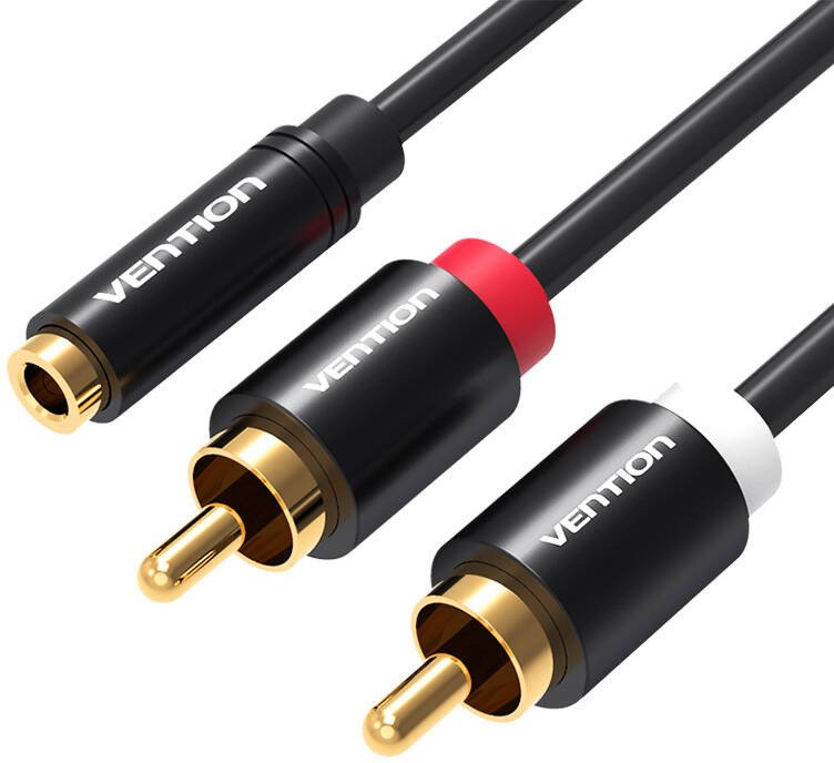 KABEL AUDIO 3,5MM ŻEŃSKI NA 2X RCA MĘSKI VENTION VAB-R01-B200 2M CZARNY