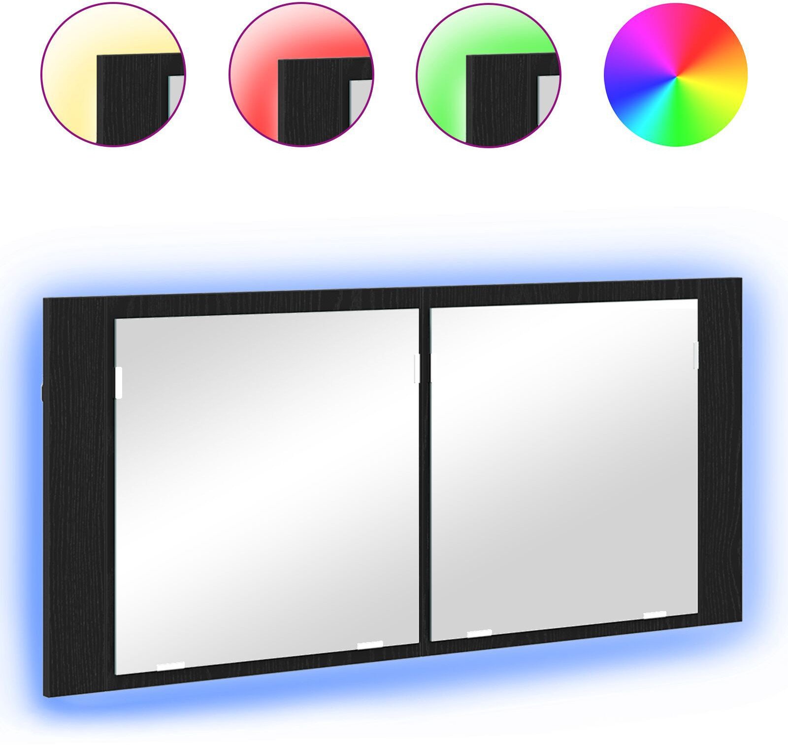 vidaXL szafka lustrzana LED czarny dąb 100x12x45 cm z drewna inżynieryjnego