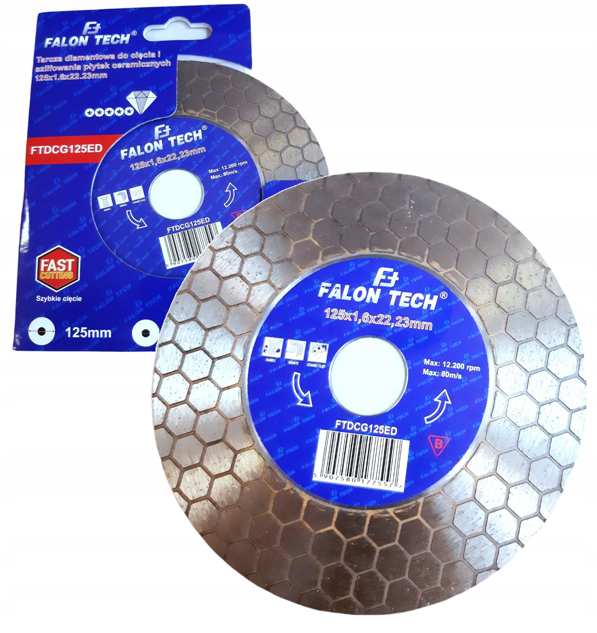 TARCZA DIAMENTOWA 125mm x 22 DO PŁYTEK GRESU GLAZURY SZLIFOWANIA CIĘCIA 45