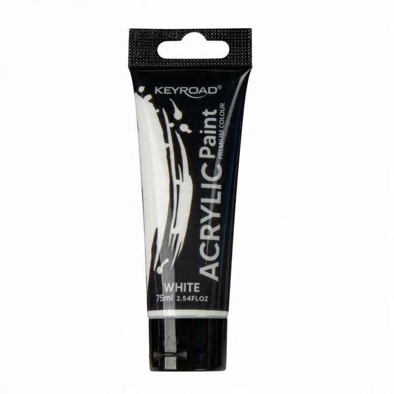 Farba akrylowa KEYROAD, 75ml, tubka, biała
