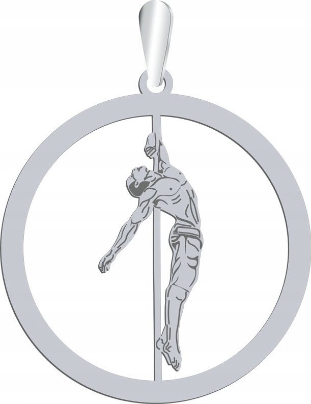 Radziszewska Jewellery Zawieszka Srebrna Pole Dance Męski 925 Prezent Biżuteria GRAWER GRATIS