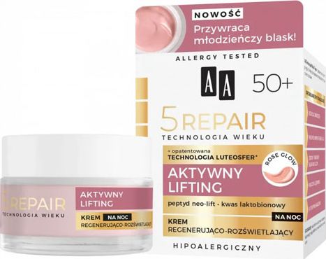 AA Technologia Wieku 5Repair 50+ Aktywny Lifting krem na noc regenerująco-rozświetlający 50ml
