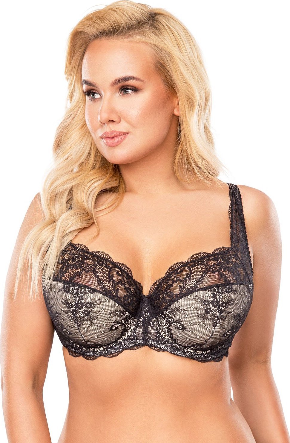 Vivisence Vivisence 1055 czarno-beżowy 85G Biustonosz półusztywniany