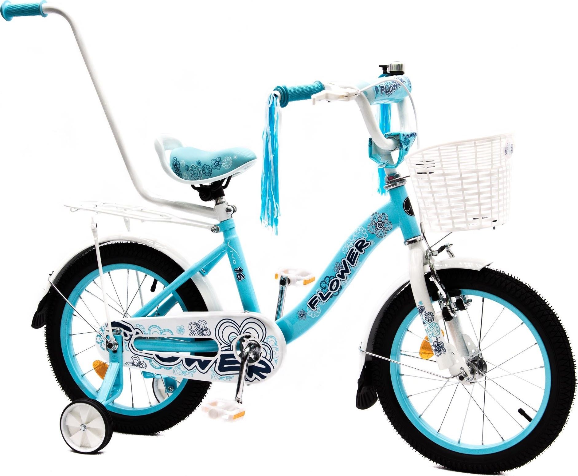 Vivo Rower dziecięcy FLOWER 16 błękitno-biały