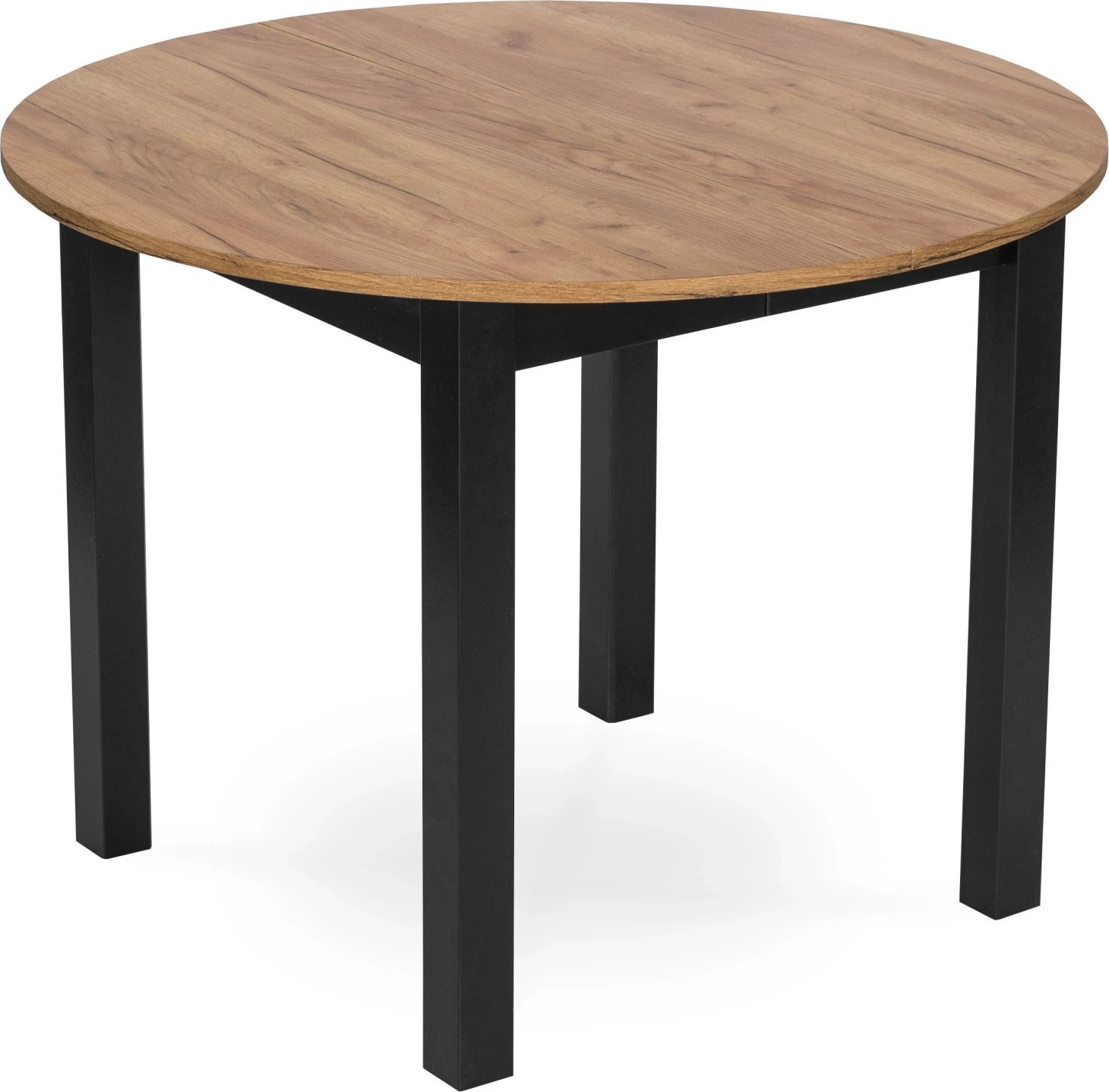 Mebel Elite Stół Okrągły Rozkładany HARRY 102-142 cm Dąb Craft/Czarny Nowoczesny Loft