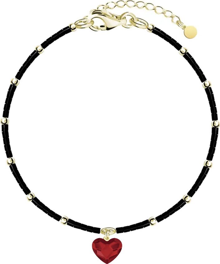 Radziszewska Jewellery Pozłacana Bransoletka na nogę z koralikami Serduszko