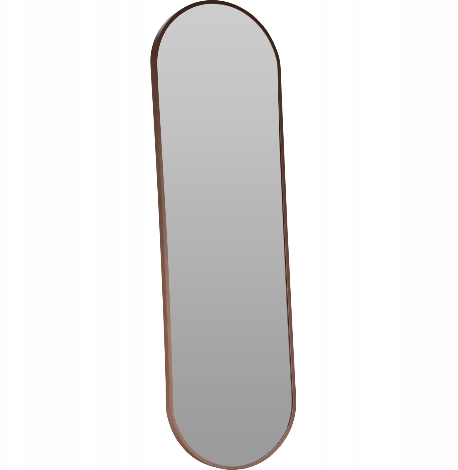 Lustro wiszące ścienne owalne z brązową ramą klasyczne 30x100cm