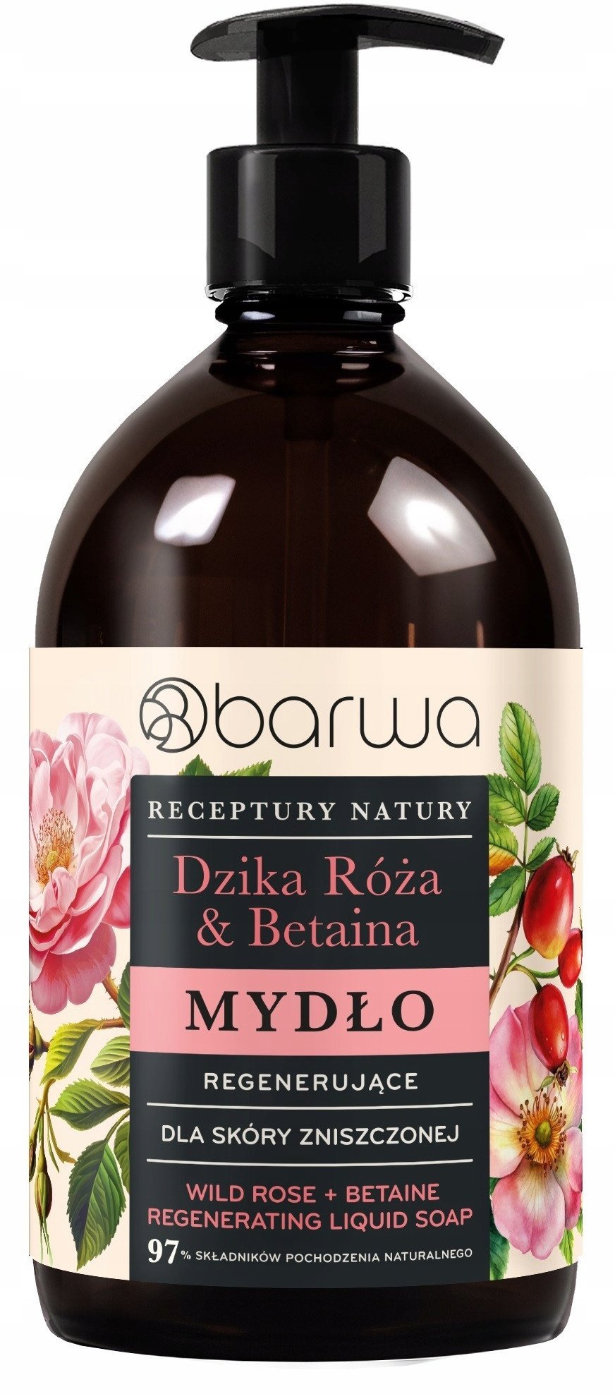 BARWA Receptury Natury Mydło w płynie regenerujące - Dzika Róża & Betaina