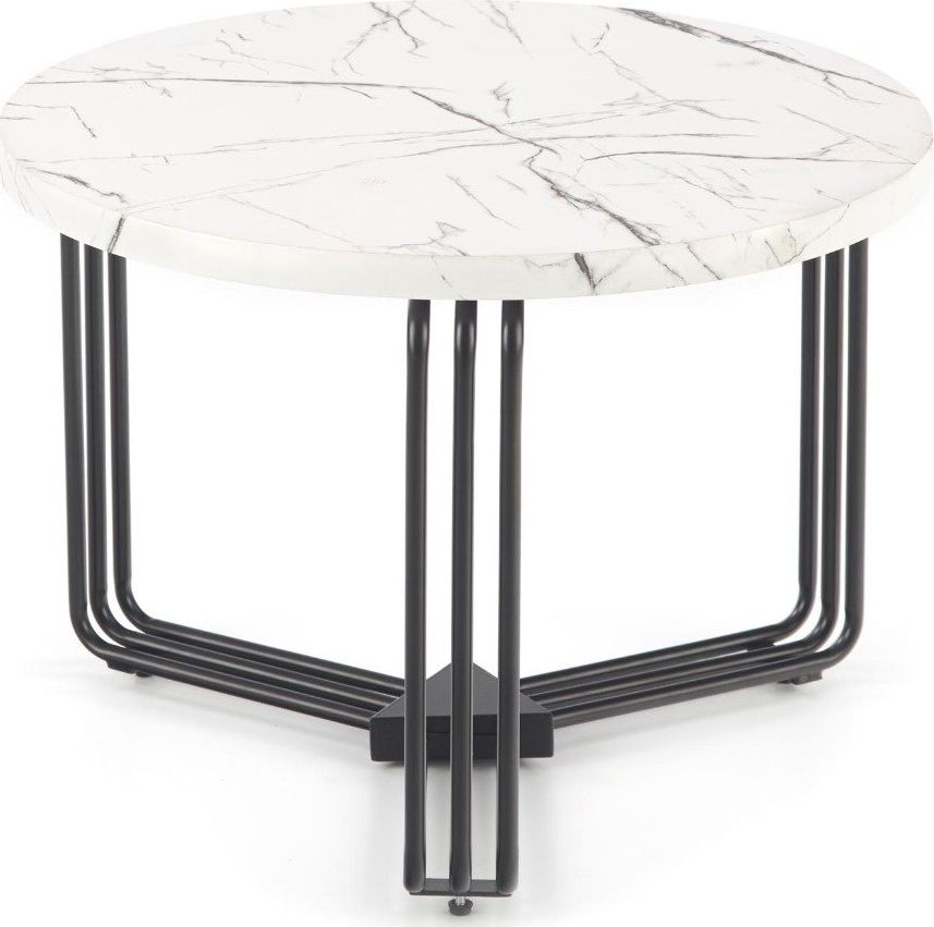 Halmar Stolik kawowy ANTICA M 55x55 biały marmur/czarny