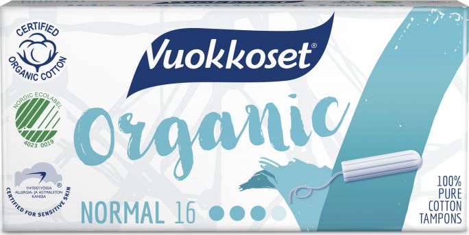 Vuokkoset Vuokkoset, 100% BIO, Tampony Normal, 16 sztuk