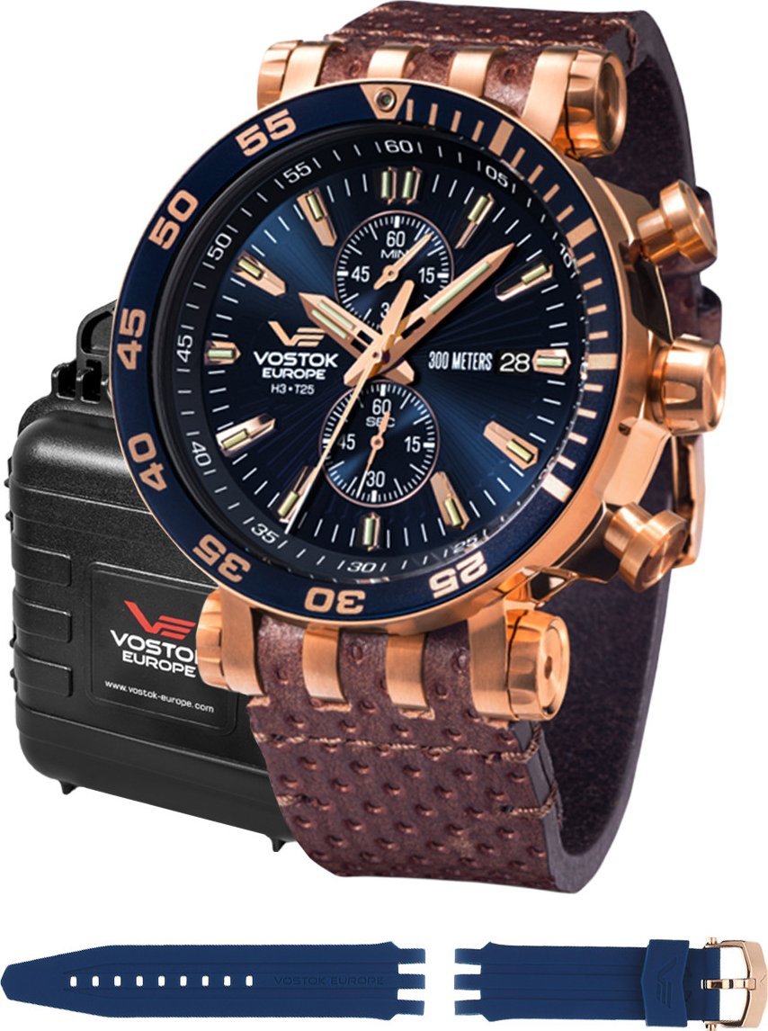 Zegarek Vostok Europe Zegarek męski Vostok Europe VK61-575B590 brązowy