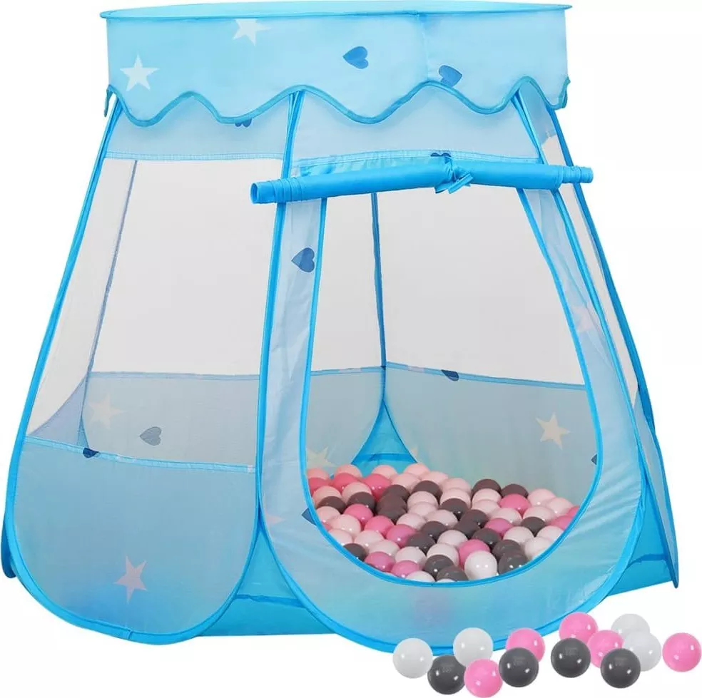 vidaXL vidaXL Namiot do zabawy z 250 piłeczkami, niebieski, 102x102x82 cm