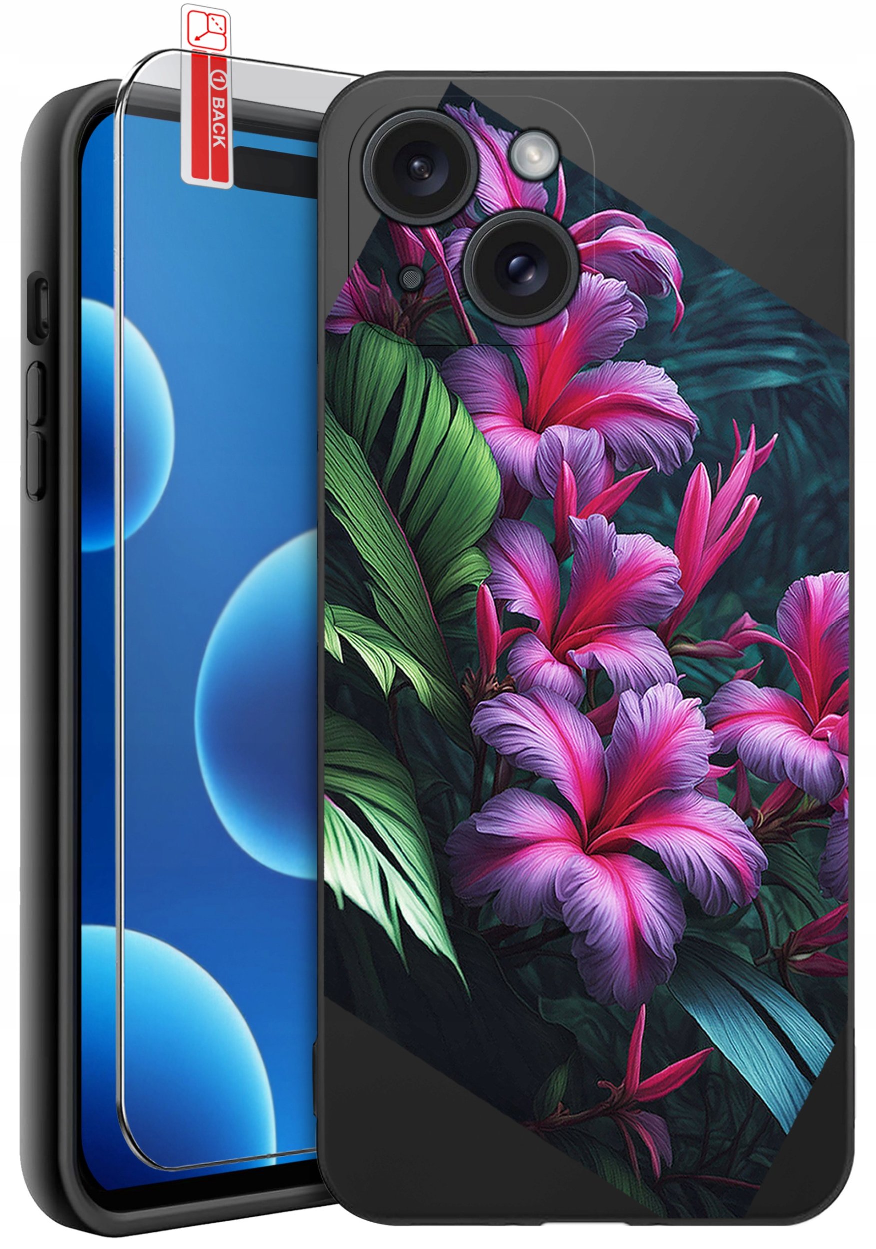 ETUI do iPhone 15 | WZORY | SILIKONOWE MATT CASE + SZKŁO 9H