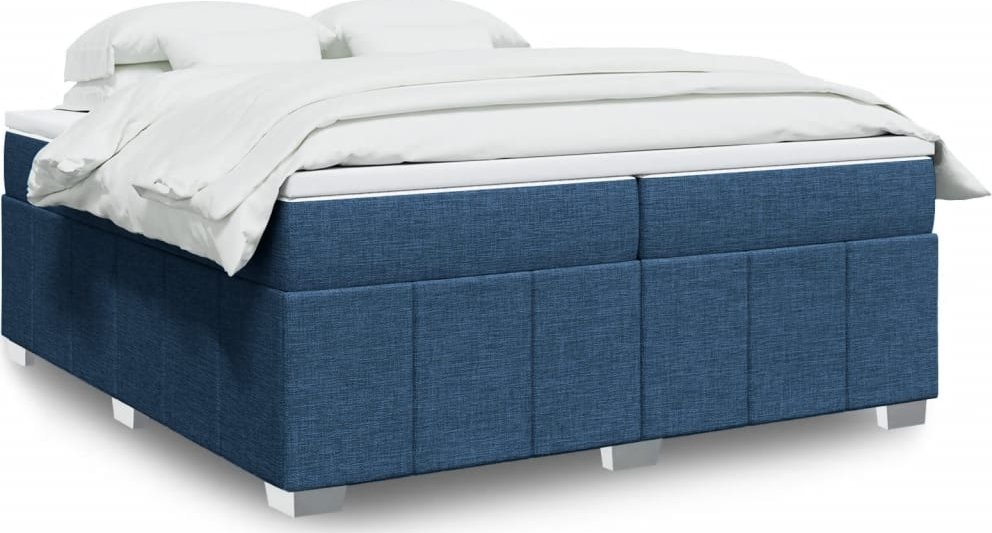 vidaXL vidaXL Łóżko kontynentalne z materacem, niebieskie, tkanina 200x200 cm