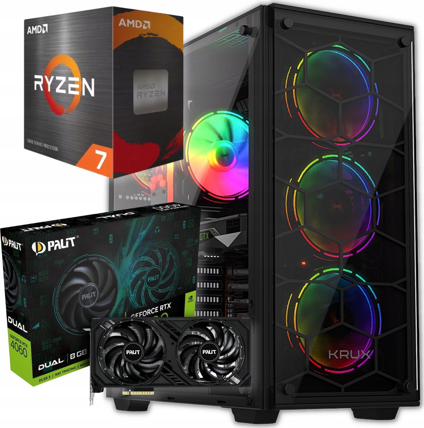 Komputer BSG Raptor V12 AMD Ryzen 7 NVIDIA GeForce RTX 4060 32GB DDR4 1000GB SSD Windows 11