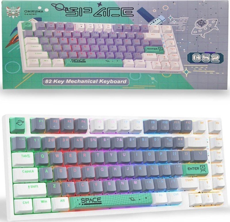 Klawiatura Onikuma ONIKUMA G52 Klawiatura Mechaniczna Gamingowa RGB : Kolor - biały/szary
