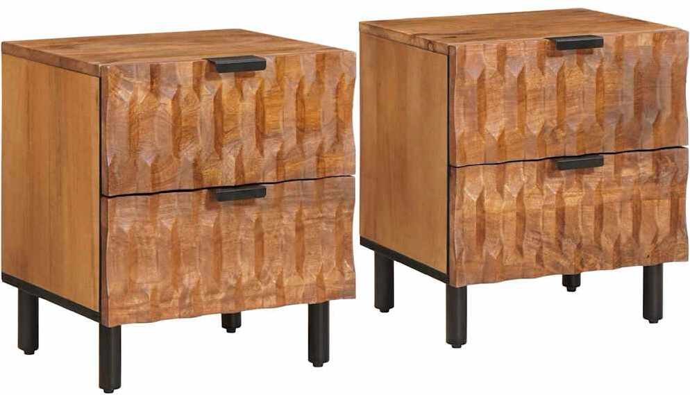 vidaXL Szafka Nocna 2 pcs Brązowy 40 x 33,5 x 46 cm Drewno mango