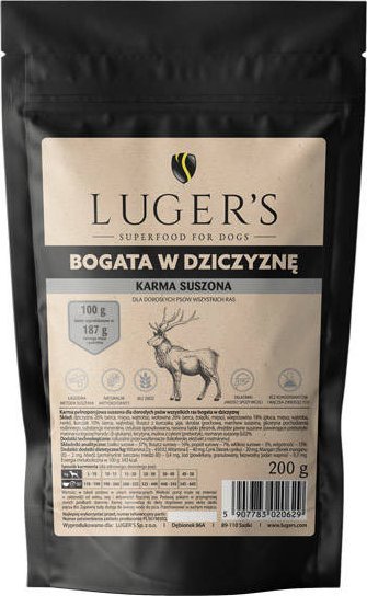 Lugers karma suszona dla psa bogata w dziczyznę 200 g