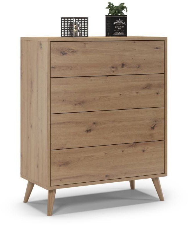 Komoda do salonu, sypialni, SKAND, 80x40x100 cm, dąb, mat | TYLETEGOTU