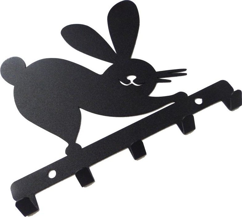 MT3CH Metalowy wieszak ścienny wiszący do łazienki na ręczniki ubrania klucze loft KRÓLIK czarny