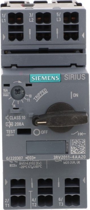 Siemens Wyłącznik silnikowy SZ S00 11-16A CLASS 10 3RV2011-4AA20