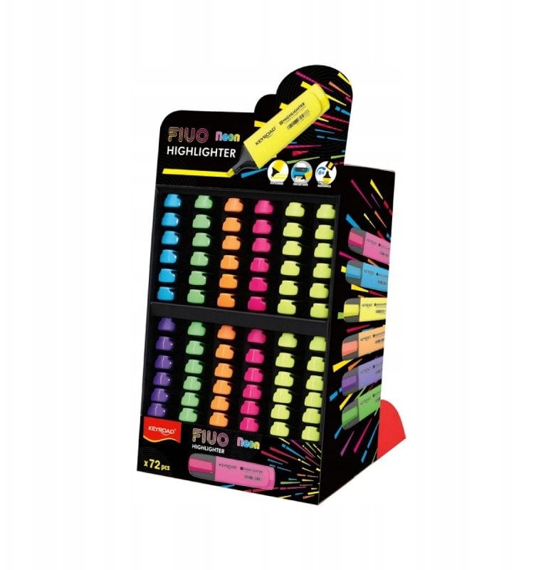 Zakreślacz KEYROAD Fluo, 72 szt., display, mix kolorów
