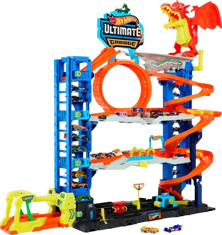 Hot Wheels City - Mega Garaż Atak smoka + 2 samochody (HKX48)